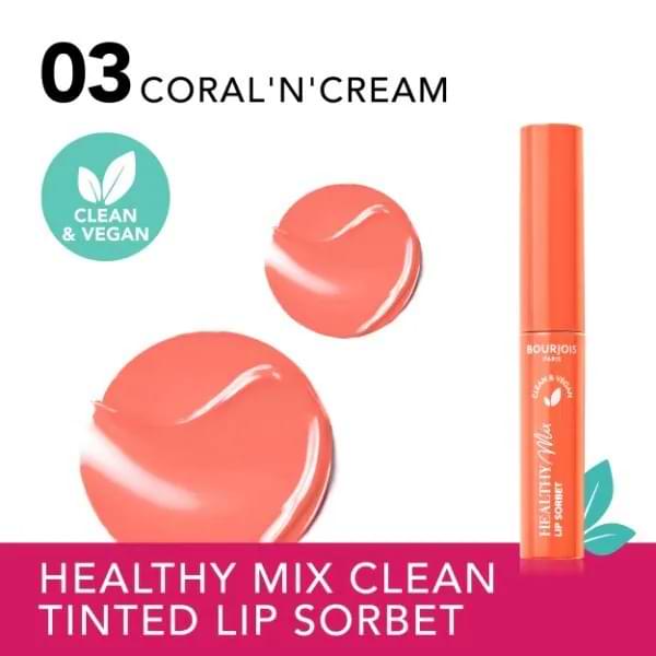 Bourjois Lip Balm Healthy Mix Lip Sorbet Coral 'N' Cream 03 - Image 3